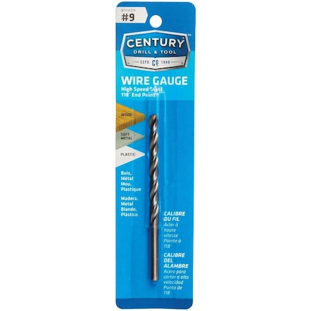 Century Drill & Tool Century Drill & Tool Number 9 HSS Brite Drill Bit 11409